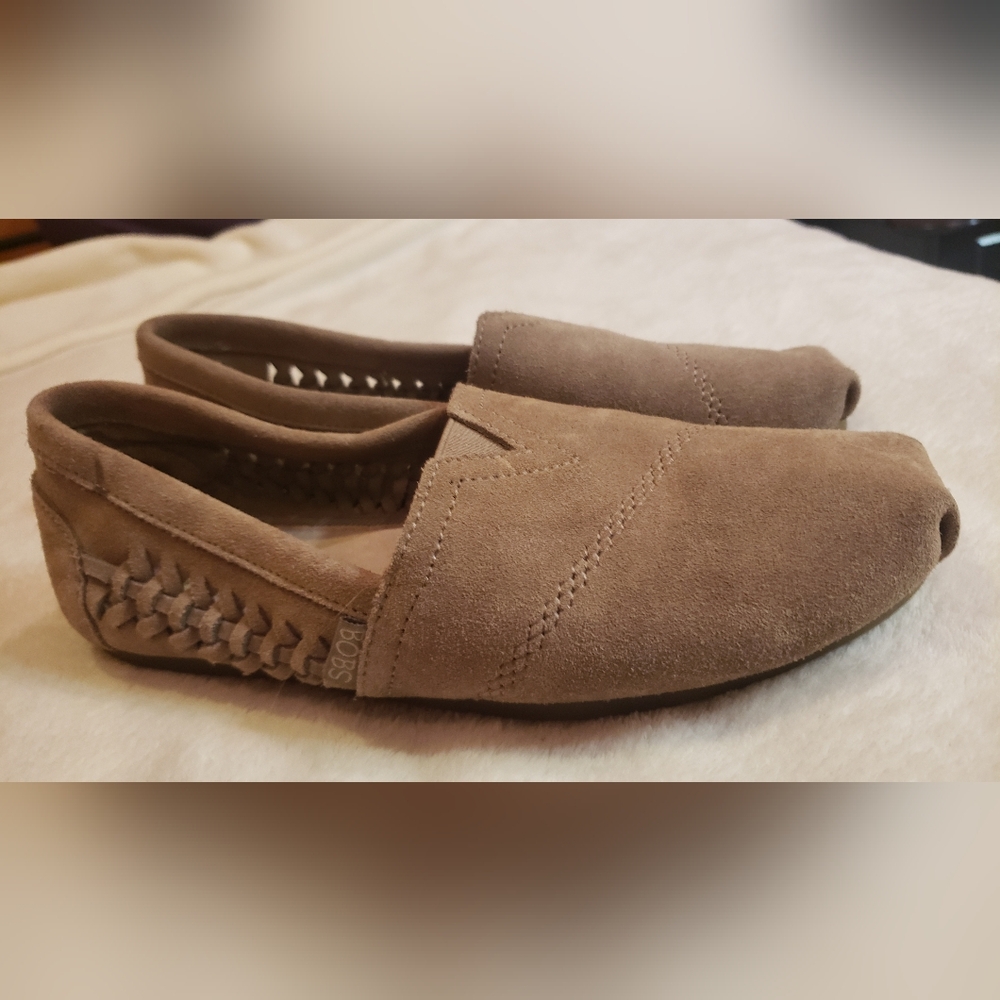 BOBS from Skechers Tan Flats Suede Slip-On